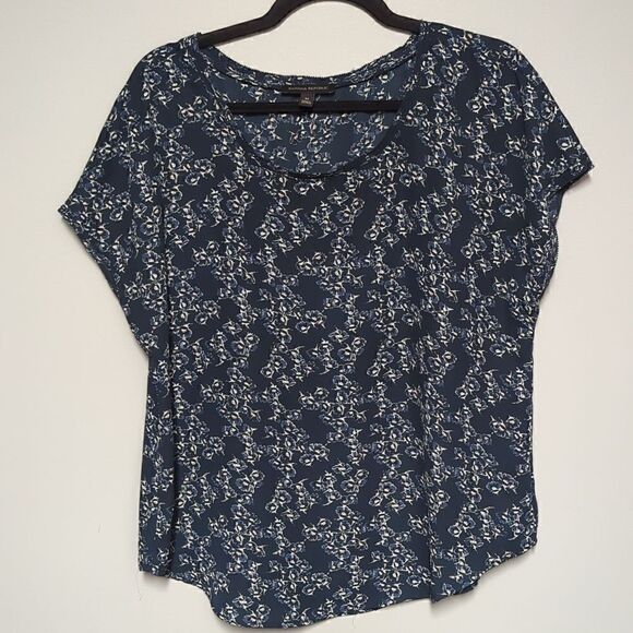 Banana Republic Navy Blue Floral Cap Sleeve Blouse - Picture 1 of 6